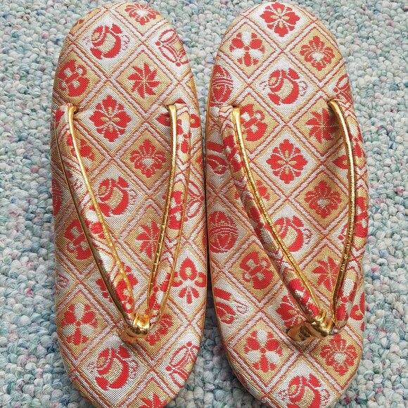 GEISHA Zori SANDELS Girls SHOES Wedge Flip Flop WITH SOCKS VINTAGE Japenese - Picture 5 of 16